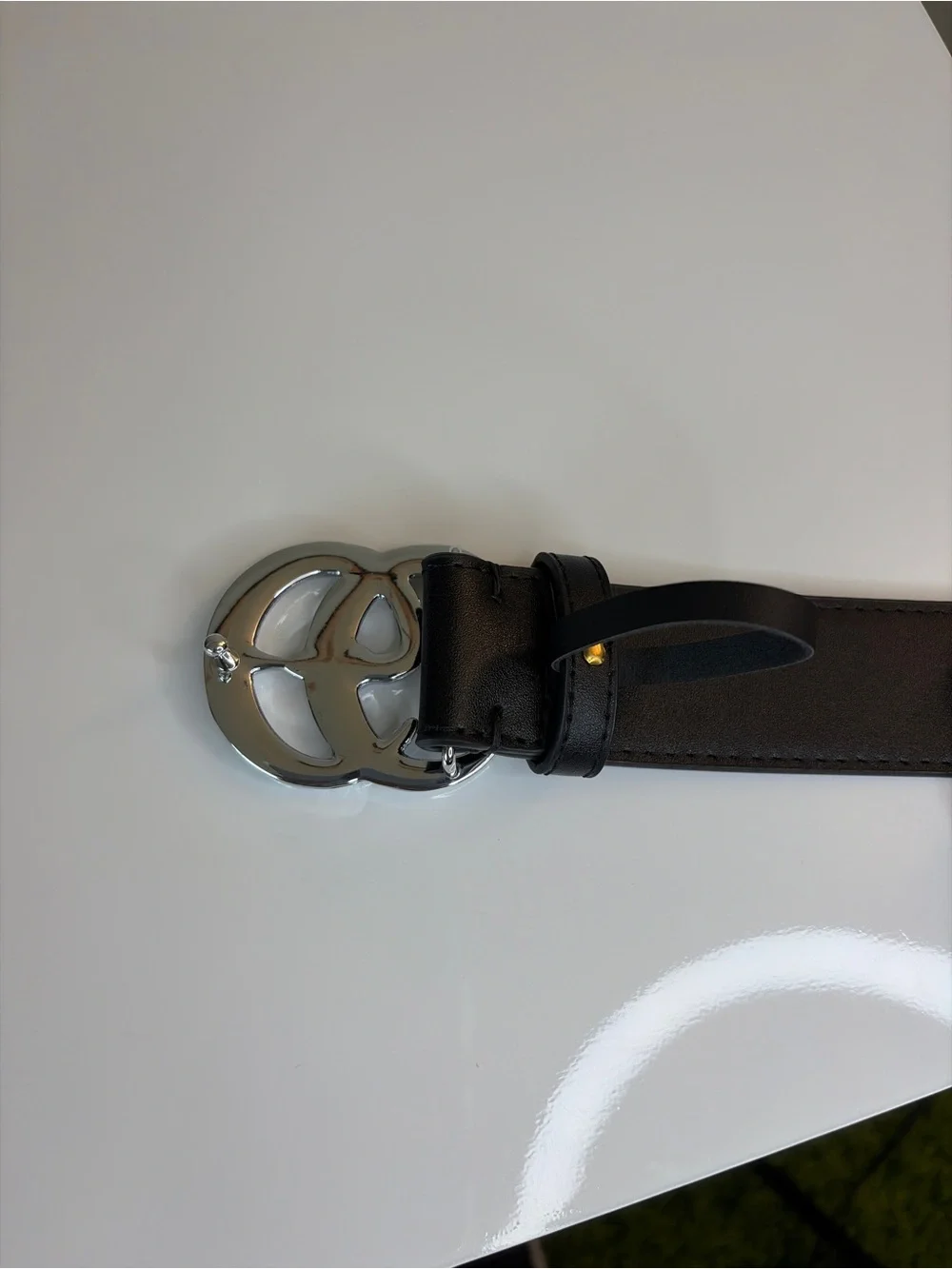 Mens Black GG Genuine Leather Snake Belt Fits Waist 37-39